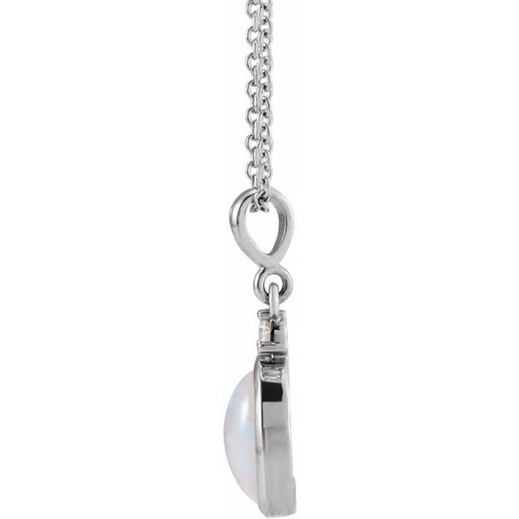 14K White Gold 8x6 mm Natural Ethiopian Opal & .03 CT Natural Diamond 16-18" Necklace