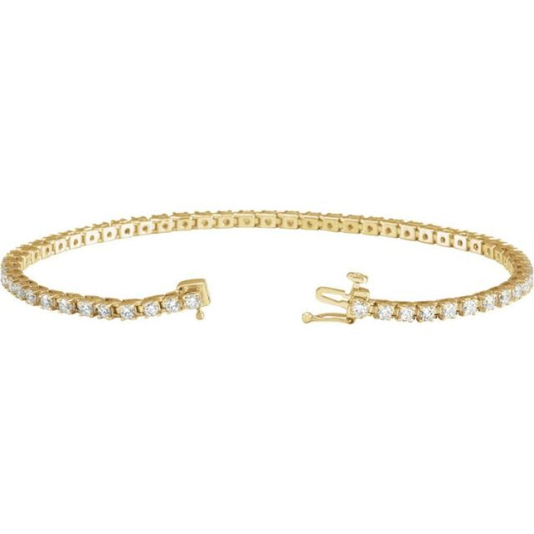14K Yellow Gold 3 CTW Natural Diamond Line 7 1/4" Bracelet