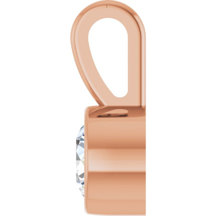 14K Rose Gold 1/10 CT Natural Diamond Bezel-Set Solitaire Pendant