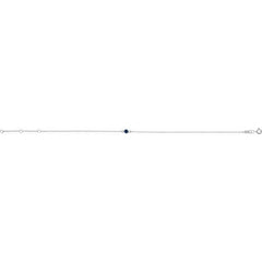 14K White Gold Natural Blue Sapphire Bezel-Set Solitaire 6 1/2-7 1/2" Bracelet