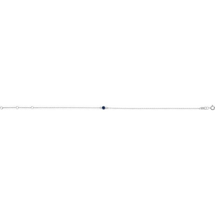 Platinum Lab-Grown Blue Sapphire Bezel-Set Solitaire 6 1/2-7 1/2" Bracelet