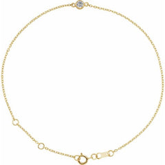 14K Yellow Gold Natural White Sapphire Bezel-Set Solitaire 6 1/2-7 1/2" Bracelet