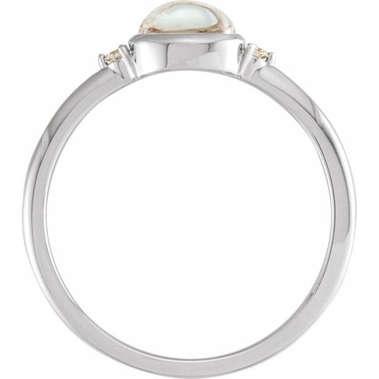 Platinum Natural Rainbow Moonstone & .03 CTW Natural Diamond Ring