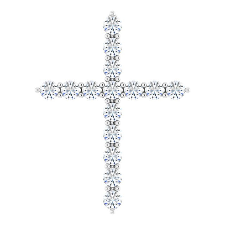 14K White Gold 1/2 CTW Natural Diamond Cross Pendant