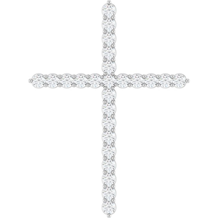 Platinum 1 CTW Natural Diamond Cross Pendant