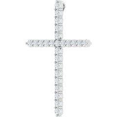 Platinum 1 CTW Natural Diamond Cross Pendant