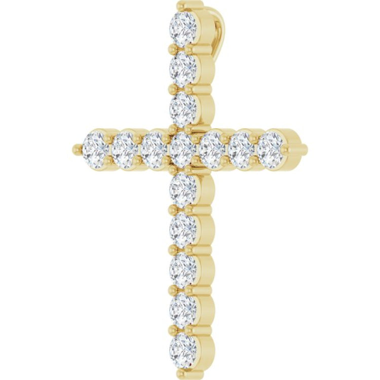 14K Yellow Gold 3/4 CTW Natural Diamond Cross Pendant
