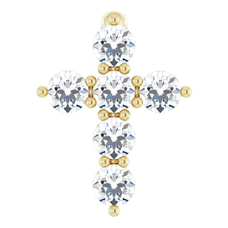 14K Yellow Gold 1/6 CTW Lab-Grown Diamond Cross Pendant
