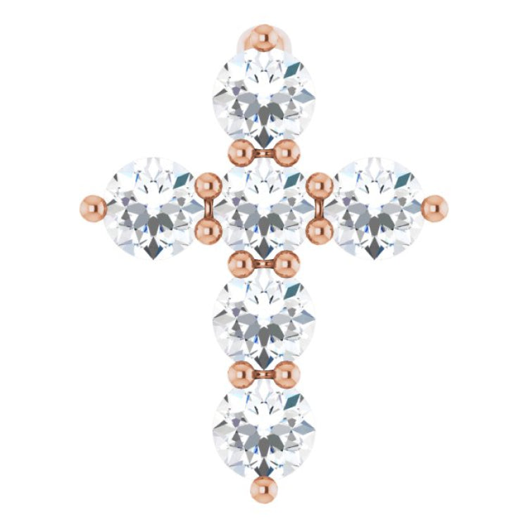 14K Rose Gold 1/4 CTW Lab-Grown Diamond Cross Pendant