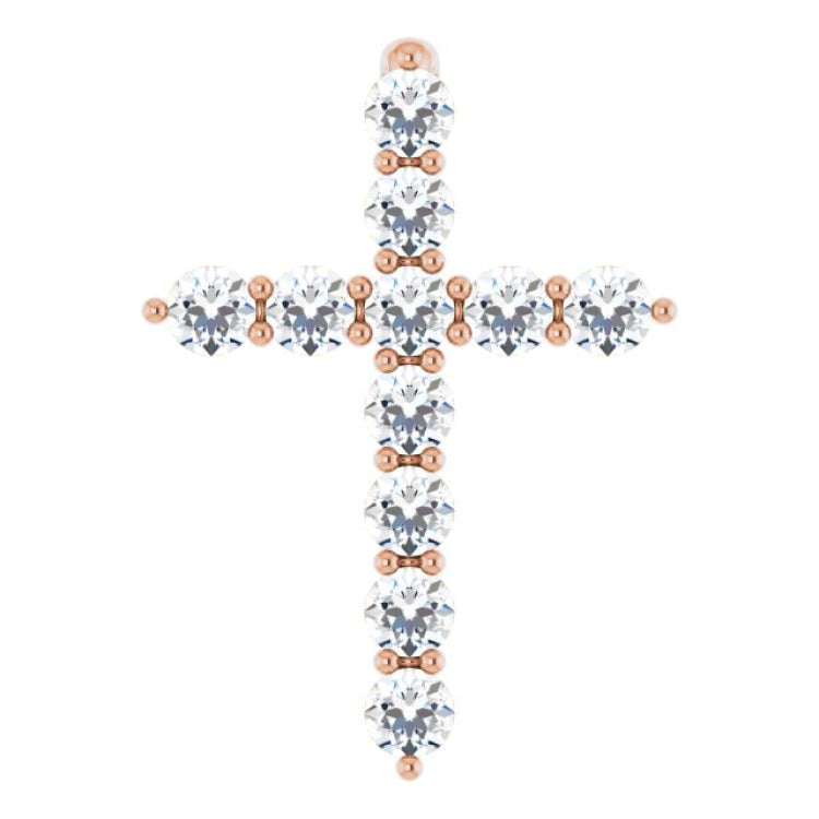 14K Rose Gold 1/4 CTW Lab-Grown Diamond Cross Pendant