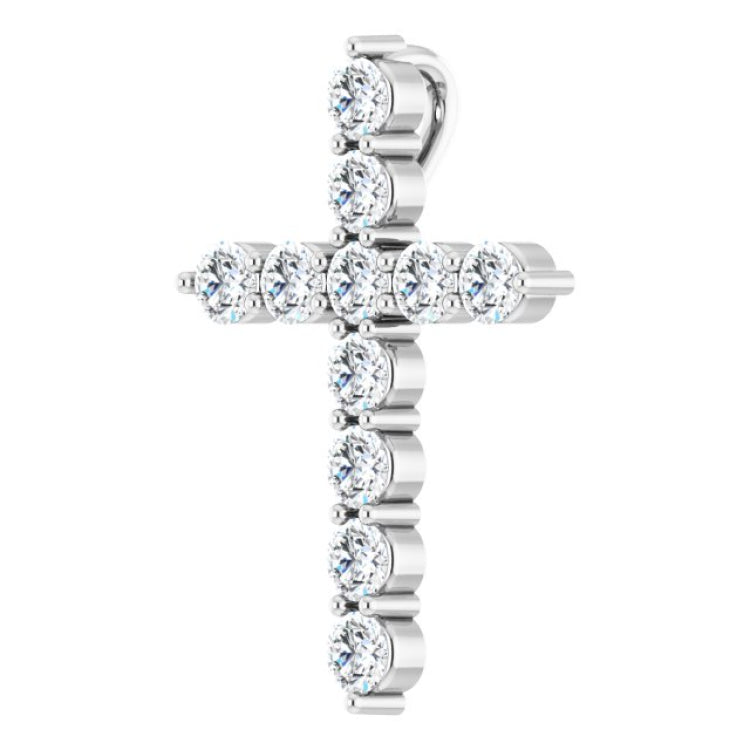 14K White Gold 3/8 CTW Lab-Grown Diamond Cross Pendant