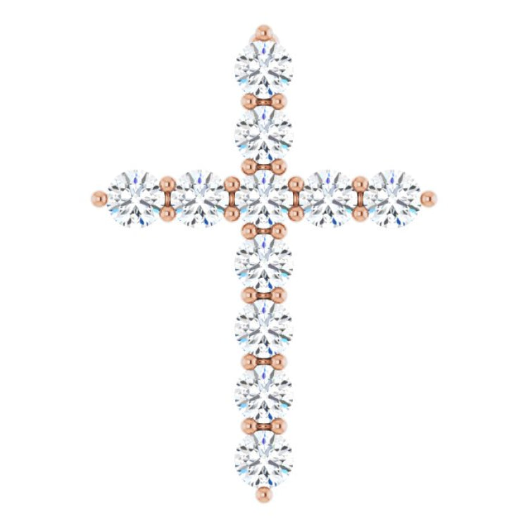 14K Rose Gold 3/8 CTW Lab-Grown Diamond Cross Pendant