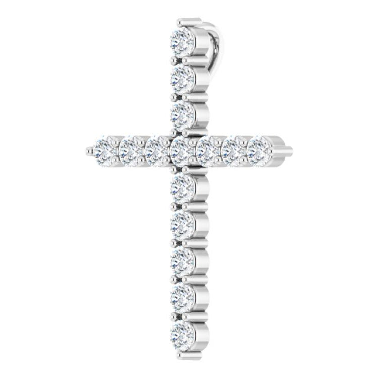 14K White Gold 1/2 CTW Lab-Grown Diamond Cross Pendant