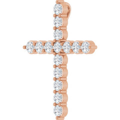 14K Rose Gold 3/4 CTW Lab-Grown Diamond Cross Pendant