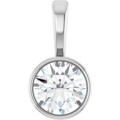 14K White Gold 1/4 CT Lab-Grown Diamond Bezel-Set Solitaire Pendant