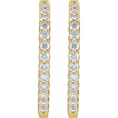 14K Yellow Gold 5 CTW Natural Diamond Inside-Outside Hinged 37.8 mm Hoop Earrings