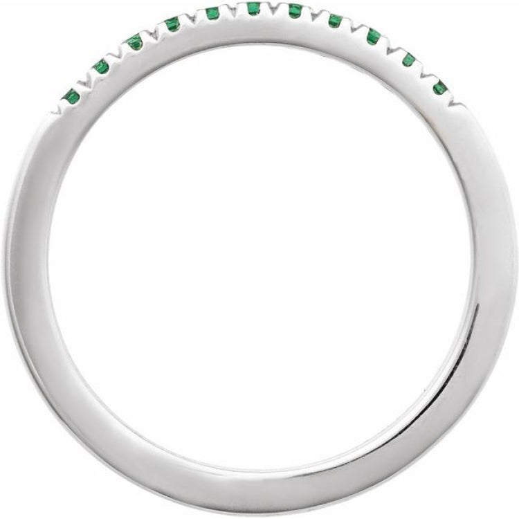 14K White Gold Lab-Grown Emerald Stackable Ring
