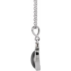 Platinum 10x8 mm Natural Black Onyx & .03 CT Natural Diamond 16-18" Necklace