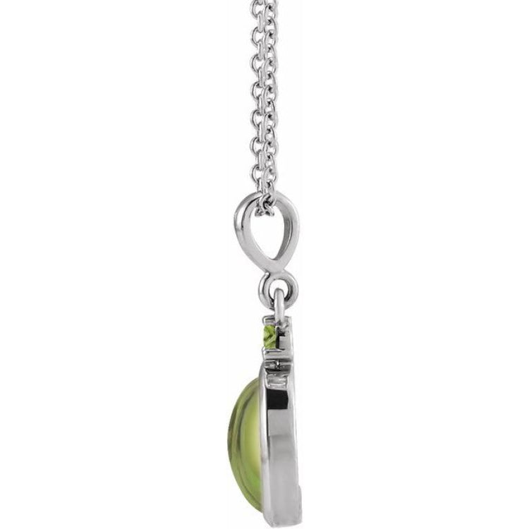 Platinum 6x4 mm Natural Peridot 16-18" Necklace