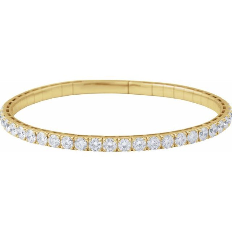 14K Yellow Gold 4 CTW Lab-Grown Diamond  Flexible Bangle 7" Bracelet
