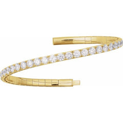 14K Yellow Gold 4 CTW Lab-Grown Diamond  Flexible Bangle 7" Bracelet
