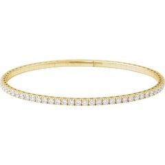 14K Yellow Gold 3 CTW Lab-Grown Diamond Flexible Bangle 7" Bracelet