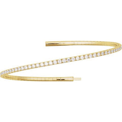 14K Yellow Gold 3 CTW Lab-Grown Diamond Flexible Bangle 7" Bracelet