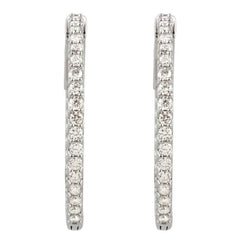 14K White Gold 1 CTW Lab-Grown Diamond Inside-Outside 26.5 mm Hinged Hoop Earrings