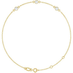 14K Yellow Gold 1/3 CTW Lab-Grown Diamond Bezel-Set Three-Stone 6 1/2-7 1/2" Bracelet
