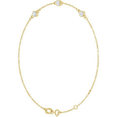 14K Yellow Gold 1/3 CTW Lab-Grown Diamond Bezel-Set Three-Stone 6 1/2-7 1/2" Bracelet