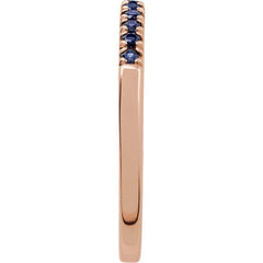 14K Rose Gold Natural Blue Sapphire Stackable Ring