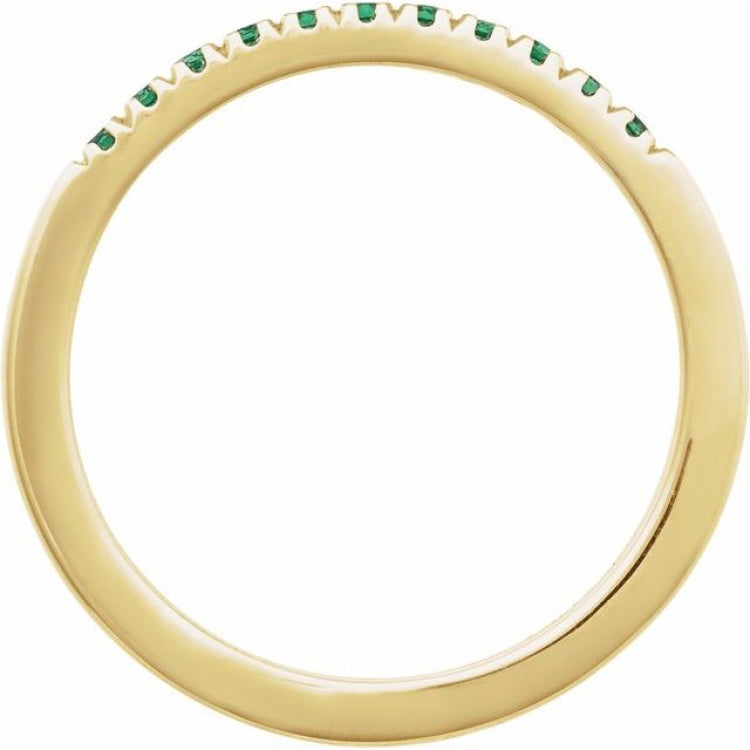 14K Yellow Gold Natural Emerald Stackable Ring