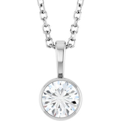 Platinum 1/3 CT Natural Diamond Bezel-Set Solitaire 16-18" Necklace