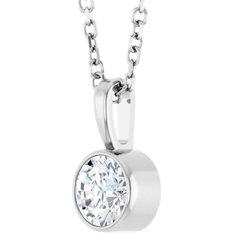 Platinum 1/3 CT Lab-Grown Diamond Bezel-Set Solitaire 16-18" Necklace