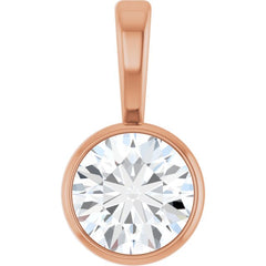 14K Rose Gold 1/3 CT Natural Diamond Bezel-Set Solitaire Pendant