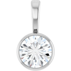 Sterling Silver 1/3 CT Natural Diamond Bezel-Set Solitaire Pendant