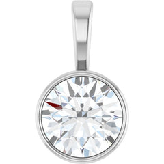 Sterling Silver 3/4 CT Natural Diamond Bezel-Set Solitaire Pendant