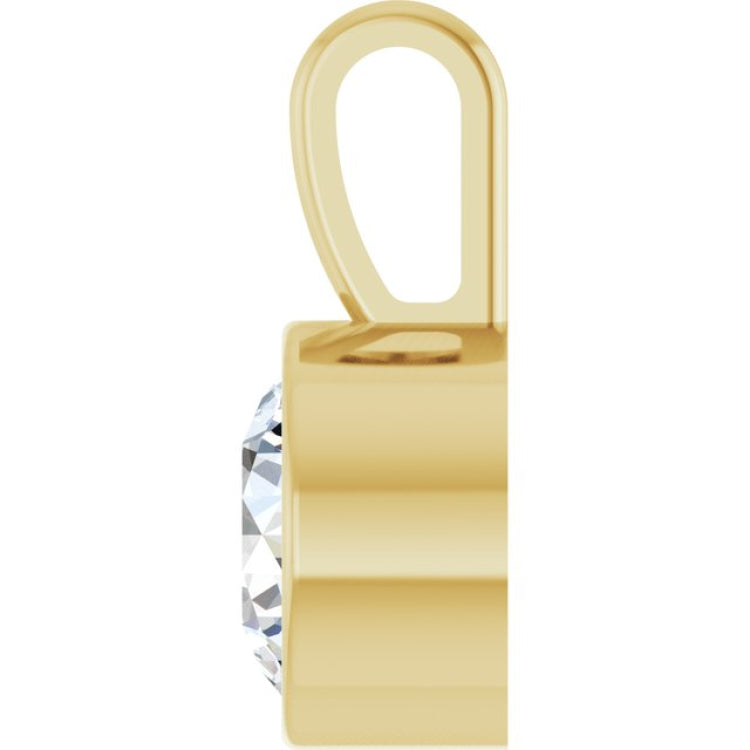 14K Yellow Gold 5/8 CT Lab-Grown Diamond Bezel-Set Solitaire Pendant