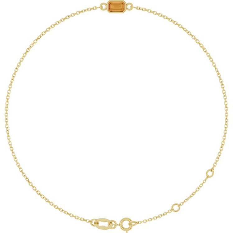 14K Yellow Gold Natural Citrine 6 1/2-7 1/2" Bracelet