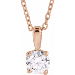 14K Rose Gold 2 CT Natural Diamond 18" Necklace
