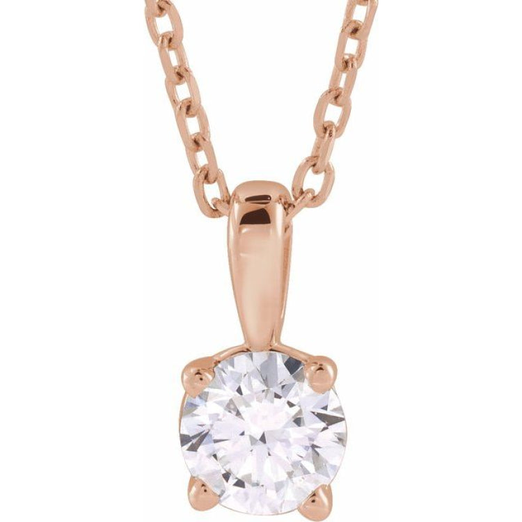 14K Rose Gold 1/2 CT Lab-Grown Diamond 18" Necklace