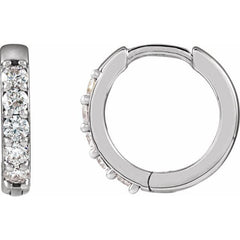 Platinum 1/4 CTW Natural Diamond Hinged 12.5 mm Hoop Earrings
