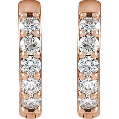 14K Rose Gold 1/4 CTW Lab-Grown Diamond Hinged 12.5 mm Hoop Earrings