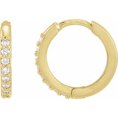 14K Yellow Gold 1/6 CTW Natural Diamond Hinged 10 mm Hoop Earrings