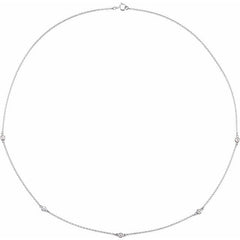 Sterling Silver 1/4 CTW Natural Diamond 5-Station 18" Necklace