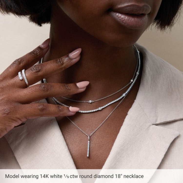Sterling Silver 1/4 CTW Natural Diamond 5-Station 18" Necklace