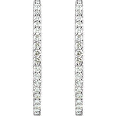 Platinum 5 CTW Natural Diamond Inside-Outside 41.5 mm Hinged Hoop Earrings