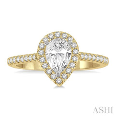 3/8 Ctw Pear Shape Diamond Ladies Engagement Ring with 1/4 Ct Pear Cut Center Stone in 14K Yellow and White Gold