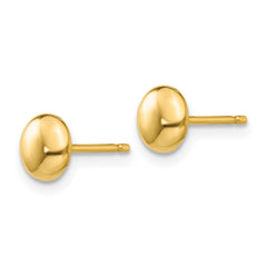 14k 6mm Polished Puffed Round Button Post Earrings