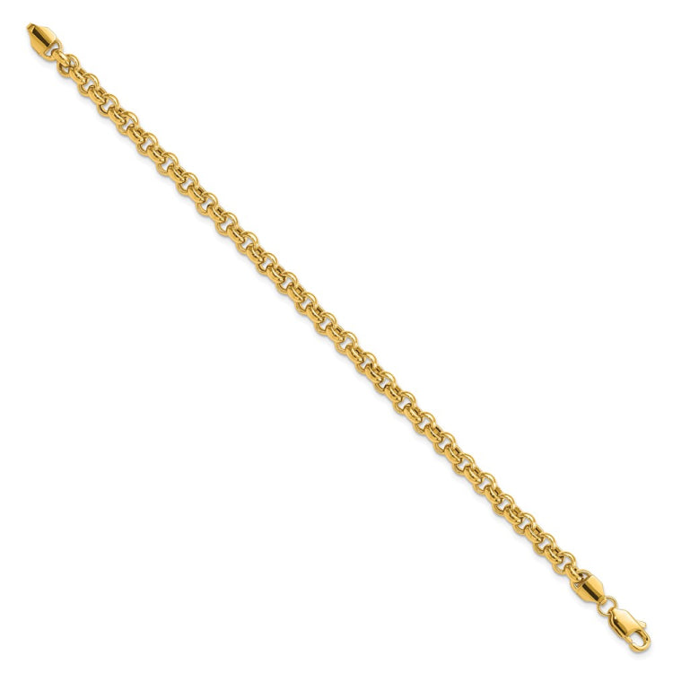 14k Polished Fancy 5mm Rolo Link 7.5 inch Bracelet